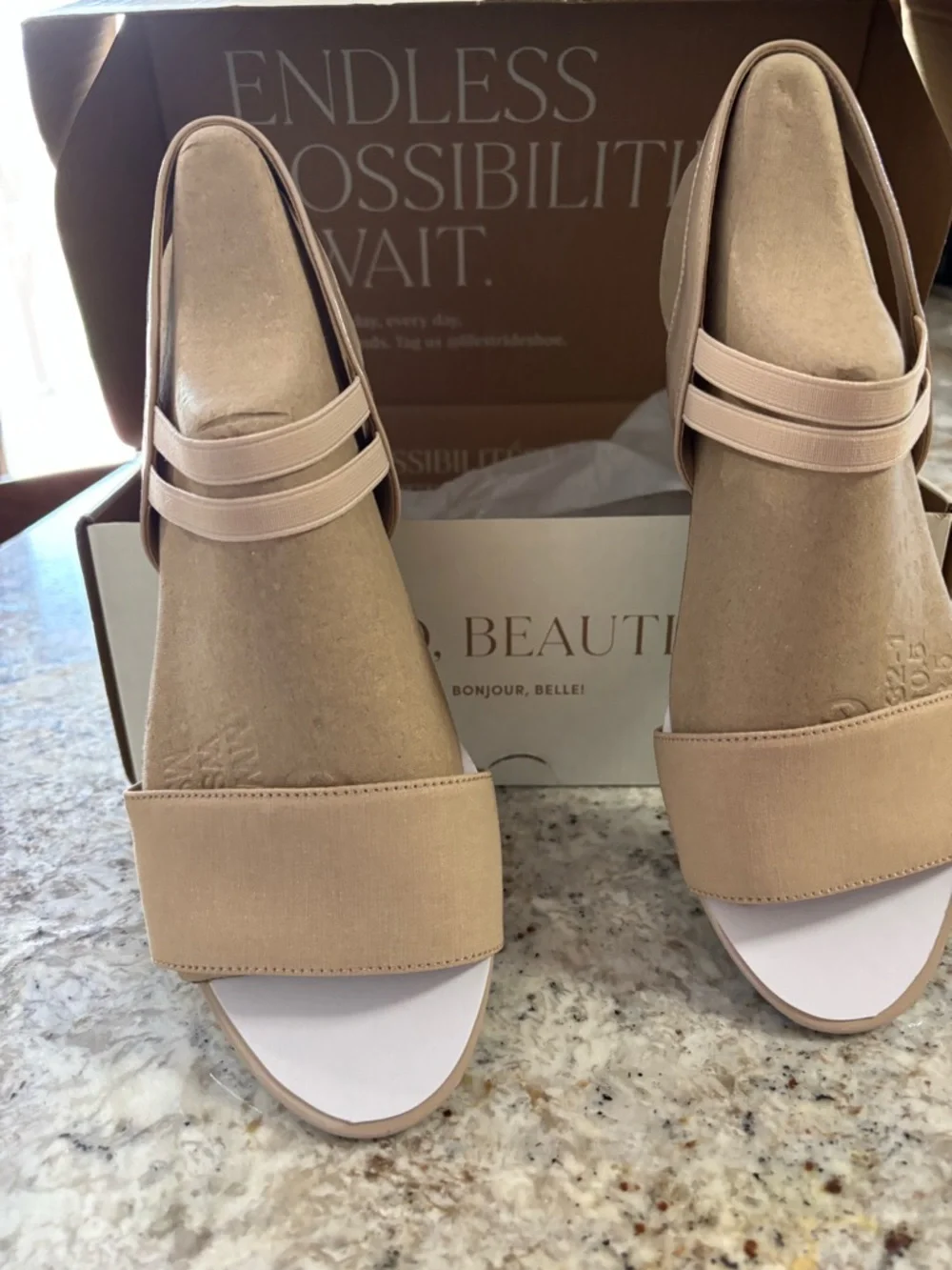 Life Stride Beige Open-Toe Slide Sandals - Picture 2 of 8